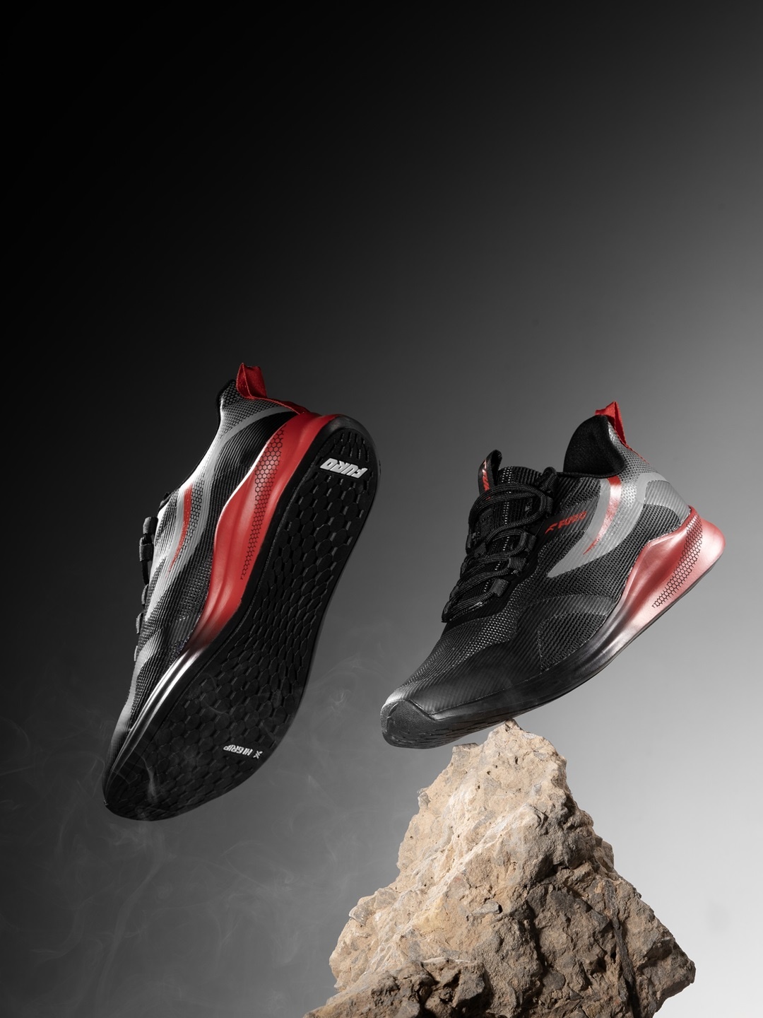 

FURO by Red Chief Men Black Mesh Running Shoes