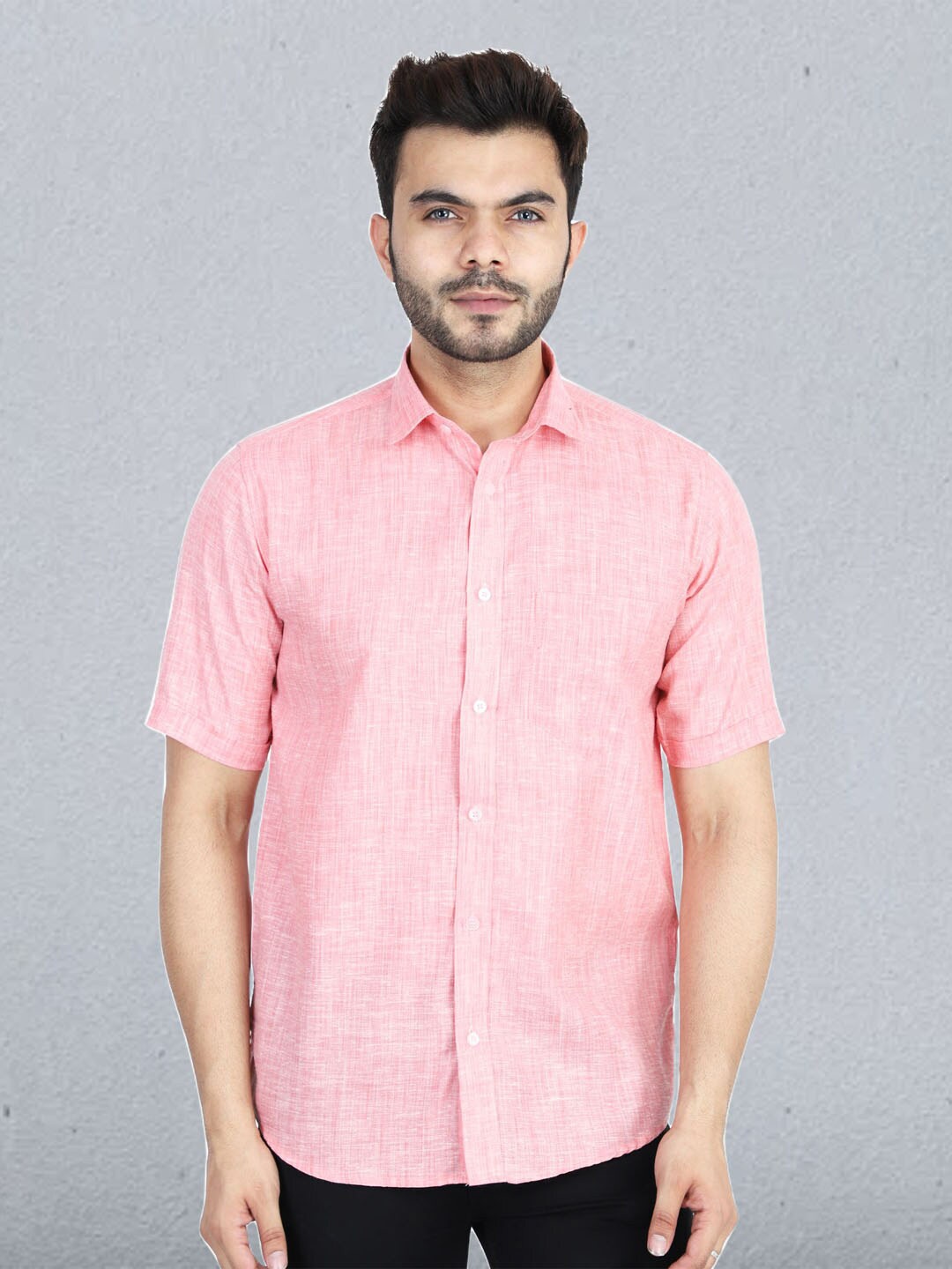 

TAHVO Men Peach-Coloured Comfort Casual Shirt