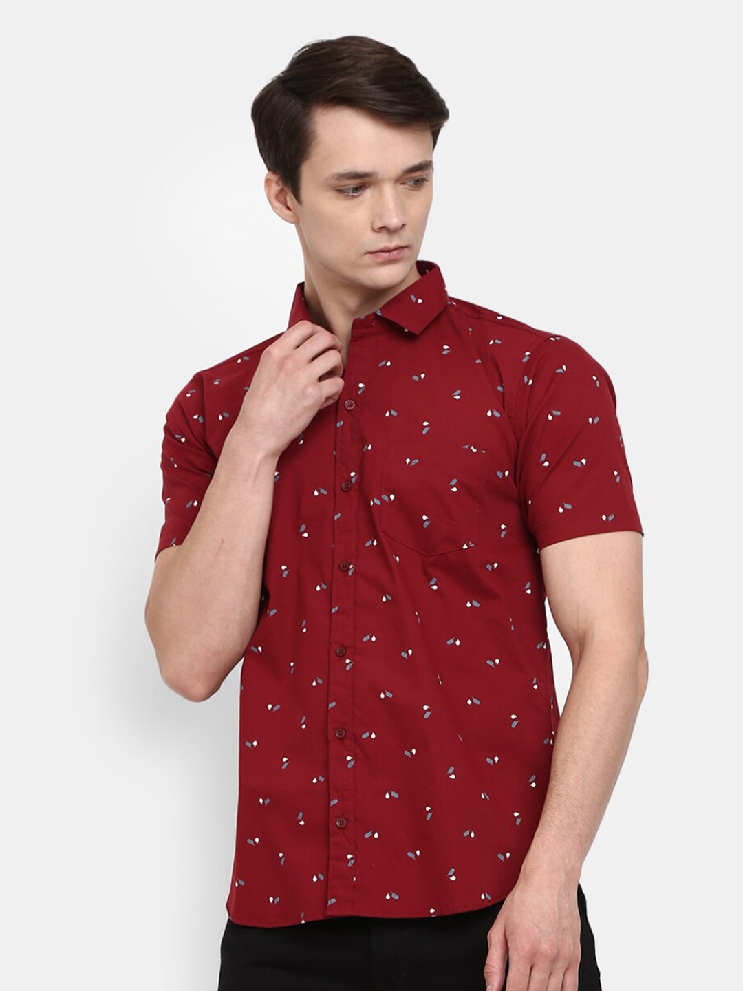 

V-Mart Men Maroon Printed Casual Shirt