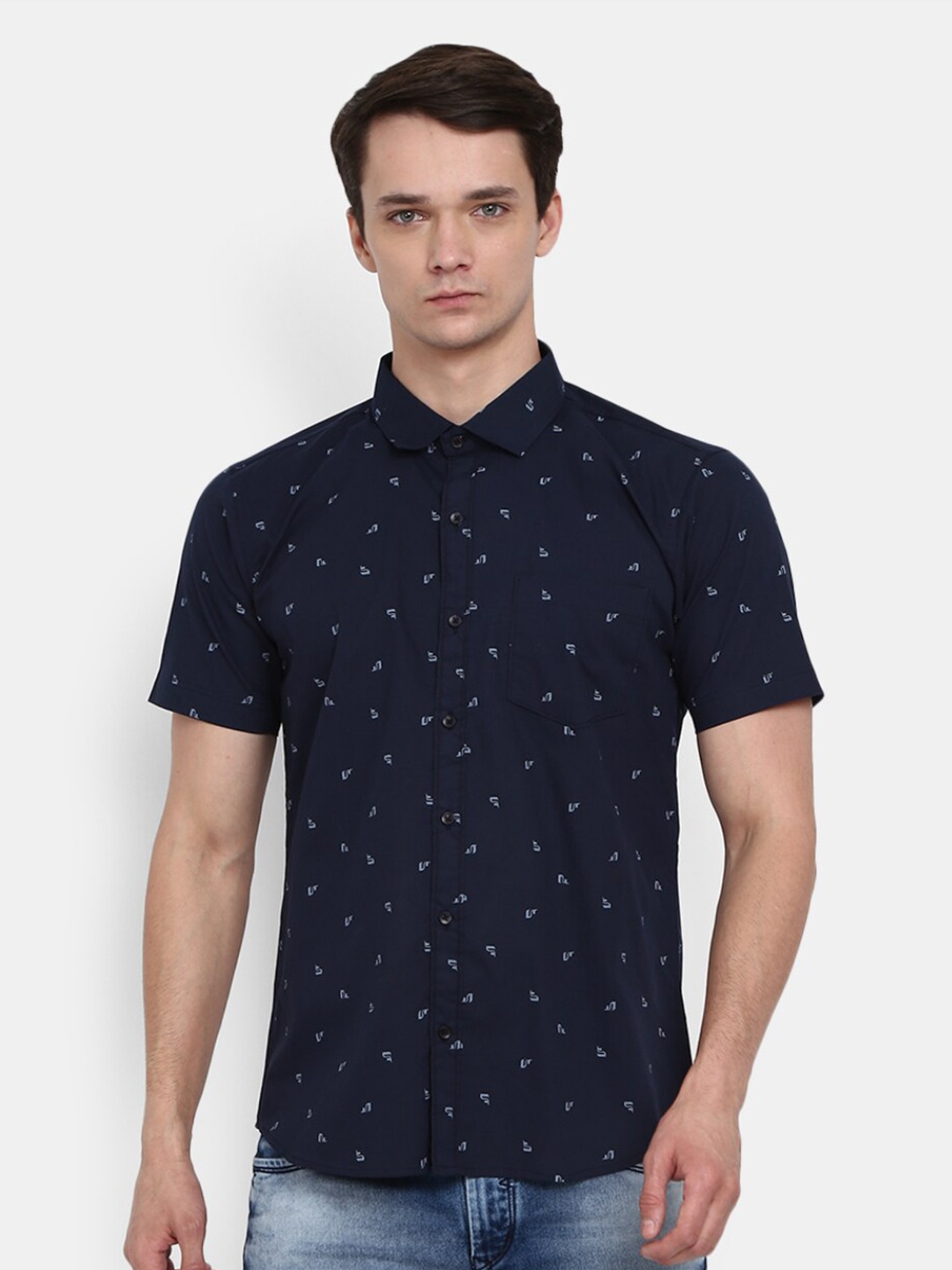 

V-Mart Men Blue Printed Casual Shirt