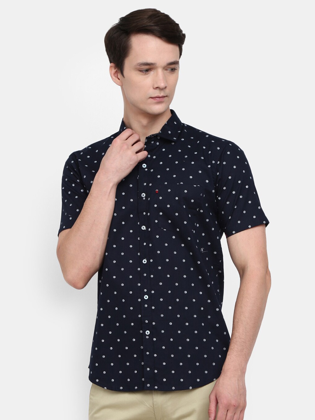 

V-Mart Men Navy Blue Printed Casual Shirt
