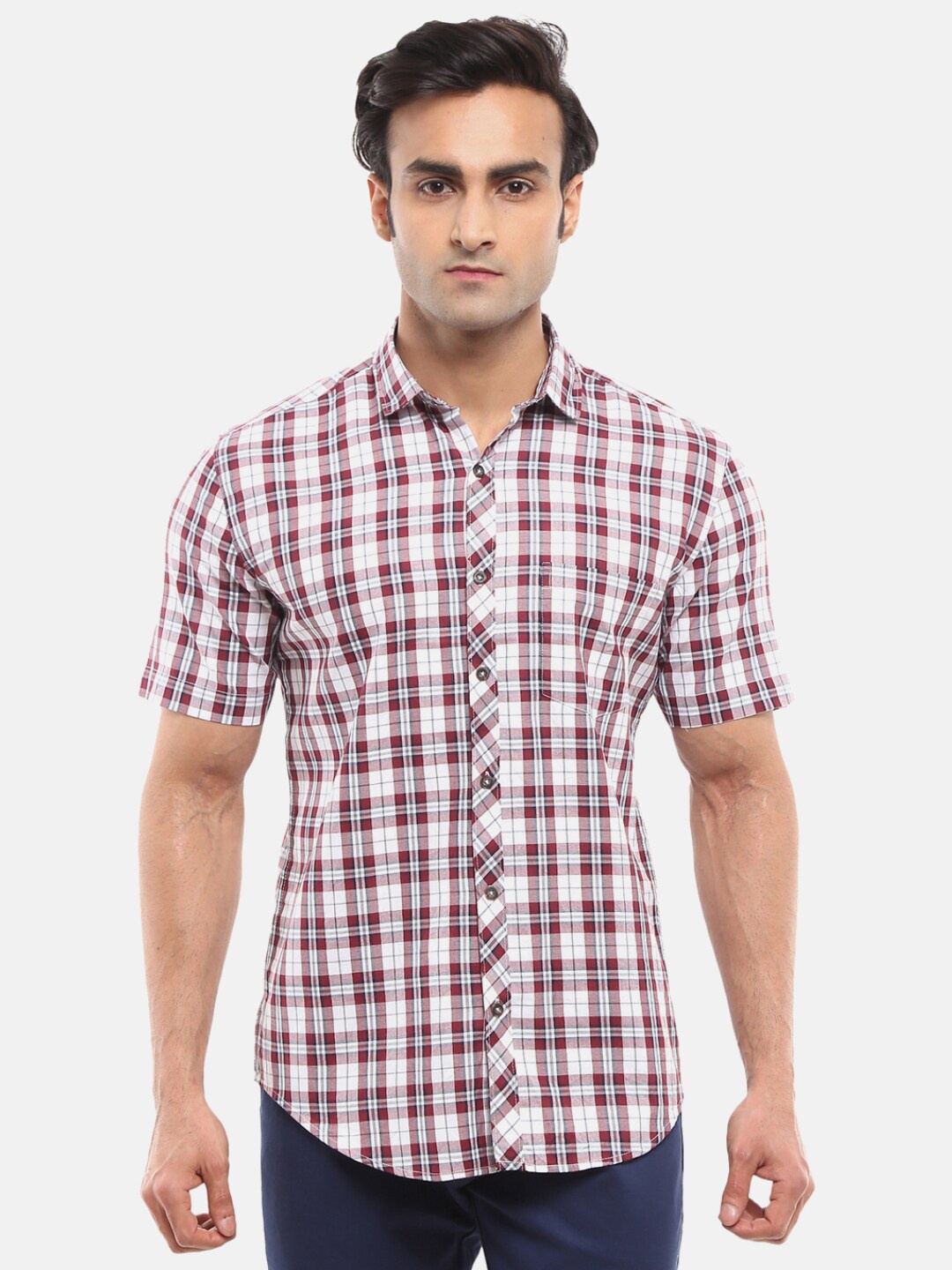 

V-Mart Men Red Tartan Checks Checked Casual Shirt