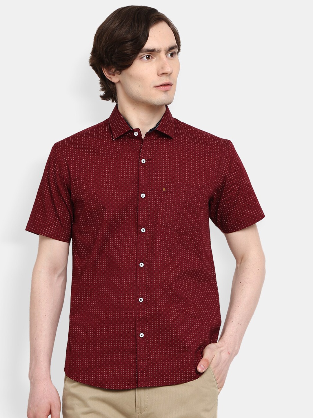 

V-Mart Men Maroon Printed Casual Shirt