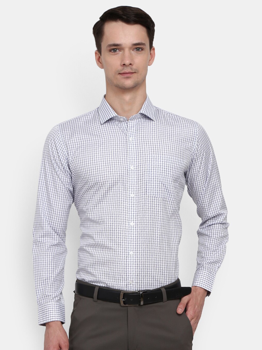 

J White by Vmart Men Navy Blue Checked Formal Shirt