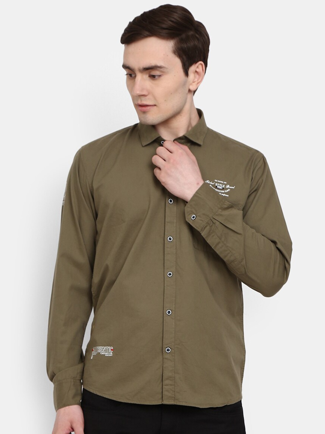 

V-Mart Men Olive Green Casual Shirt