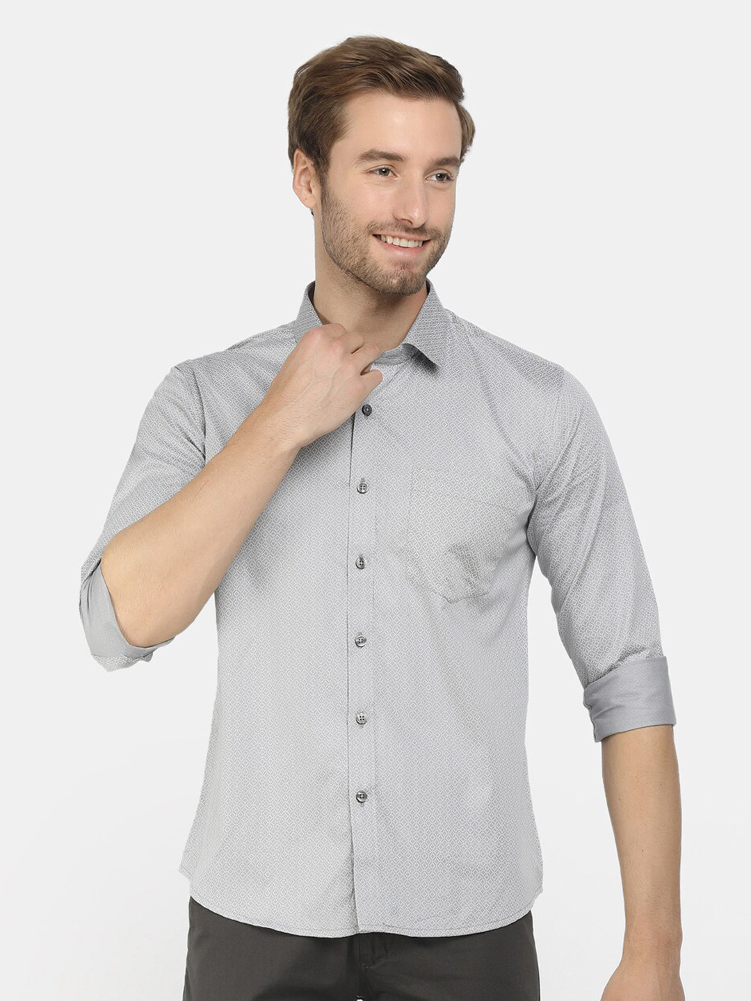 

V-Mart Men Grey Printed Formal Shirt