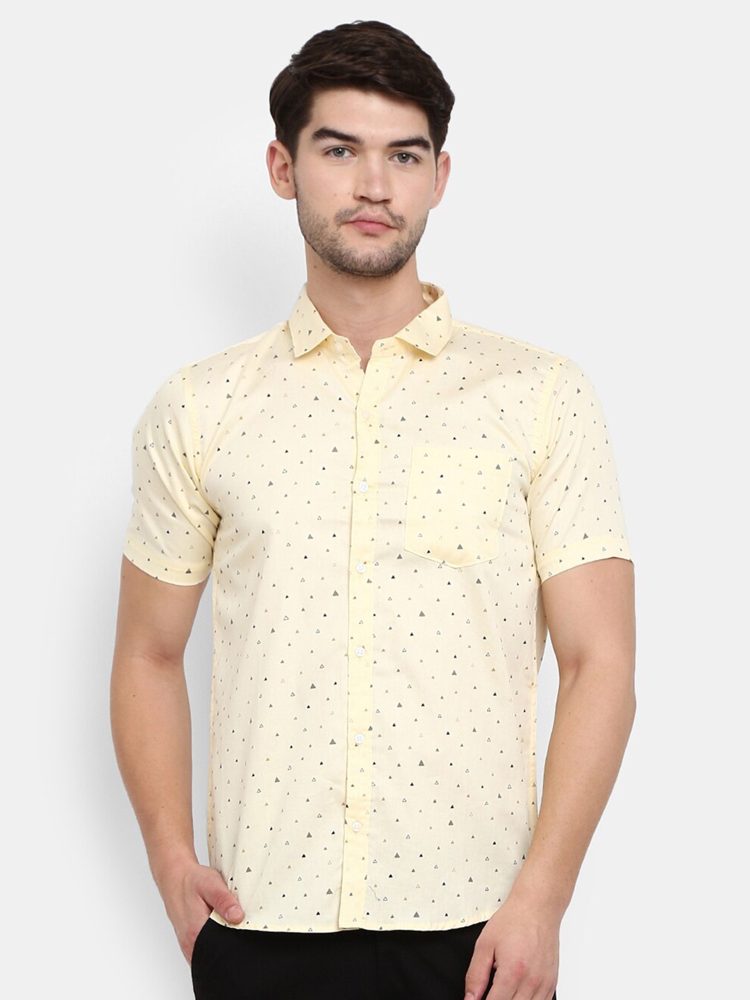 

V-Mart Men Yellow Printed Casual Shirt