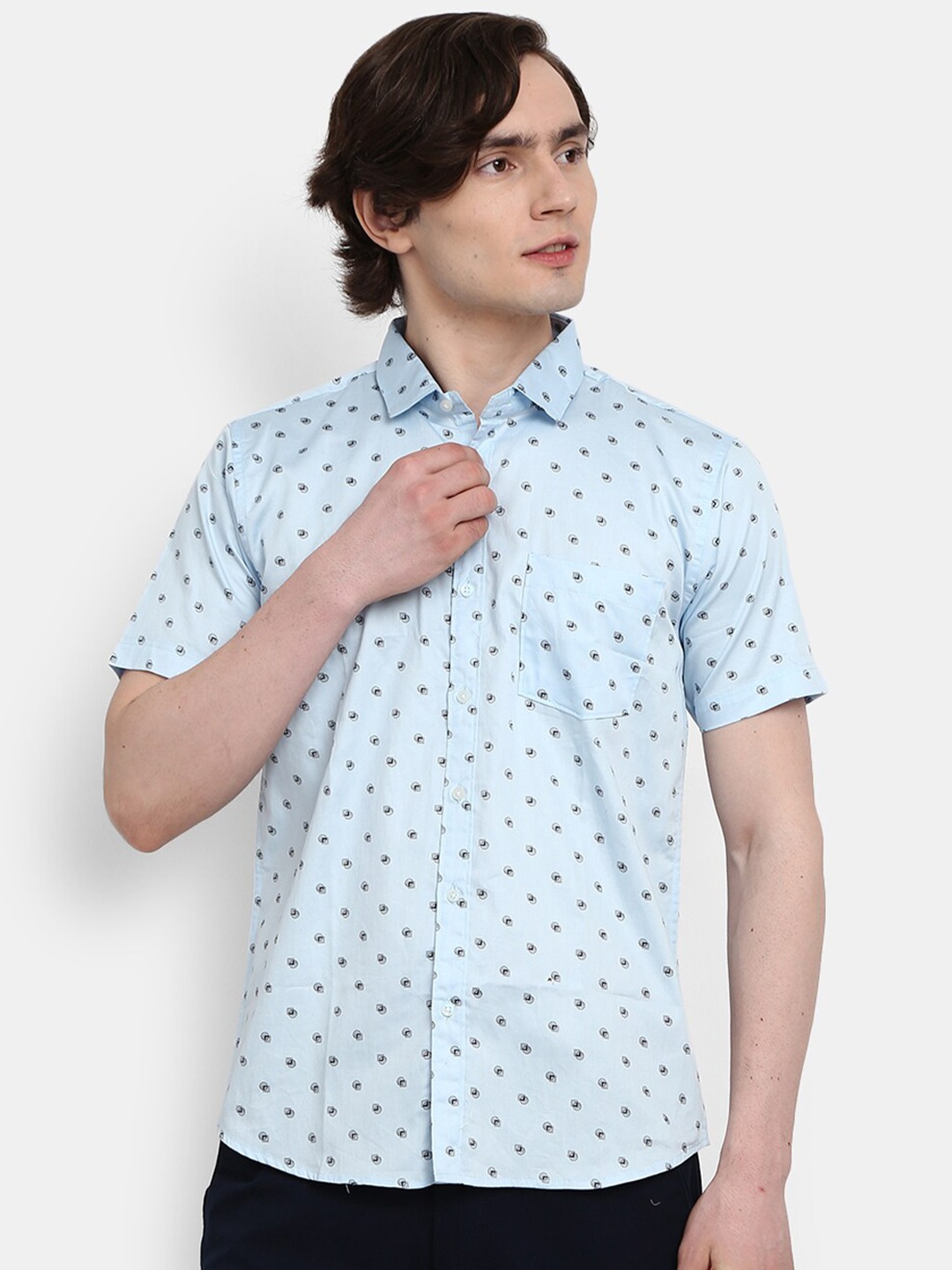 

V-Mart Men Blue Printed Casual Shirt