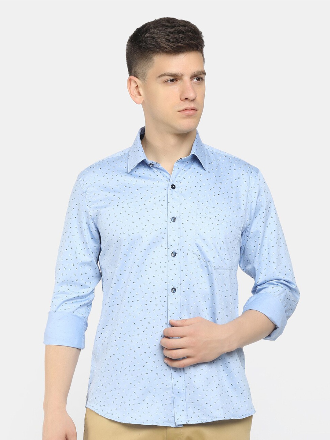 

V-Mart Men Blue Printed Formal Shirt