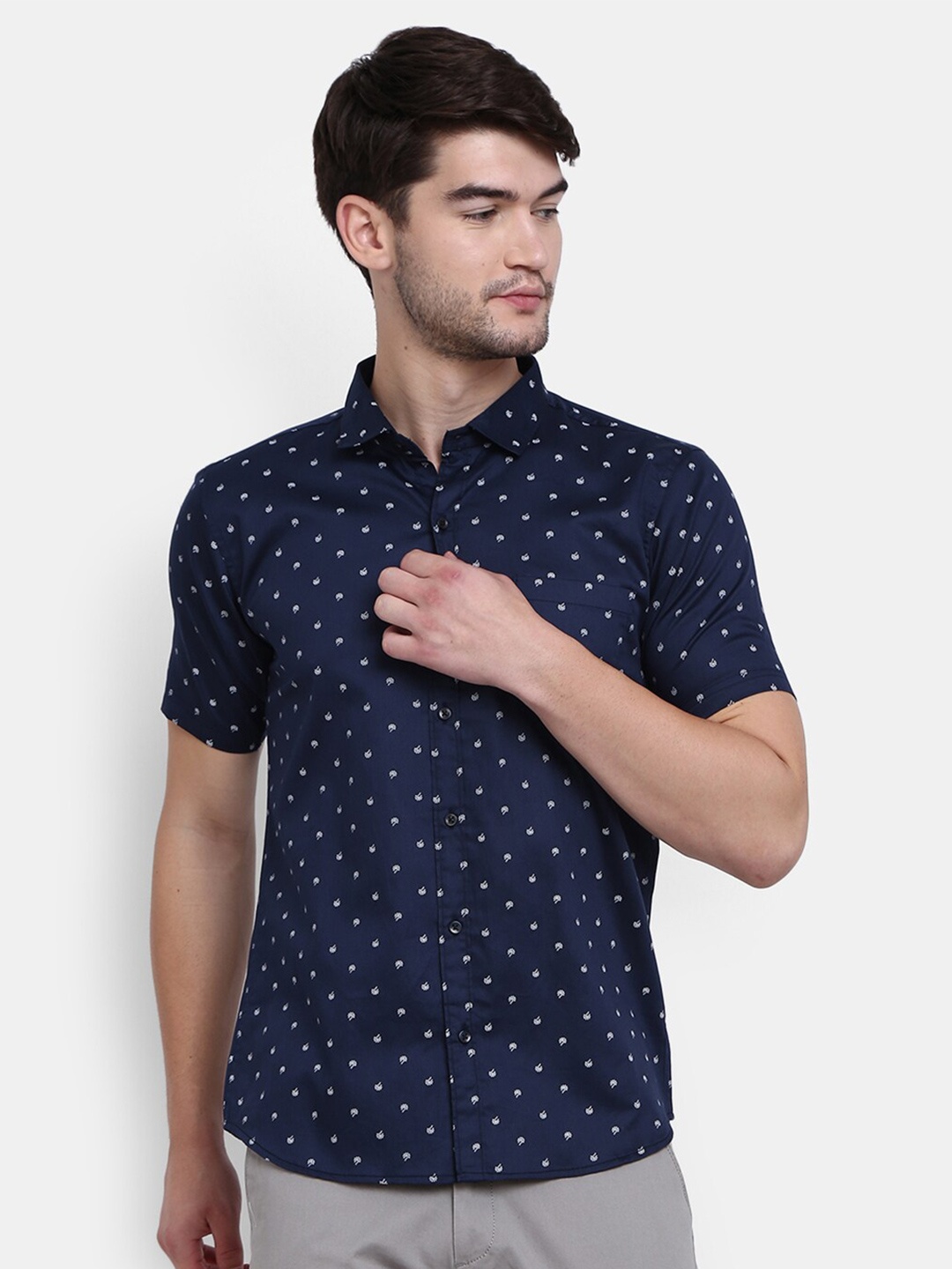 

V-Mart Men Blue Printed Casual Shirt