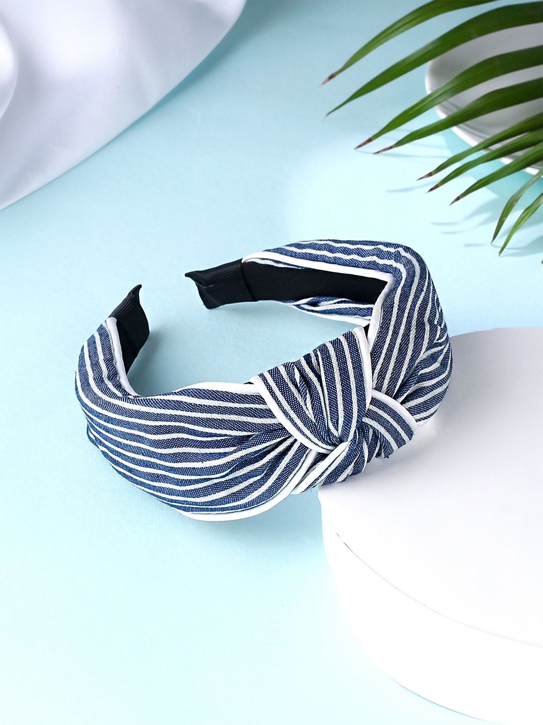 

Yellow Chimes Women Blue & White Stripped Woven Hair Band