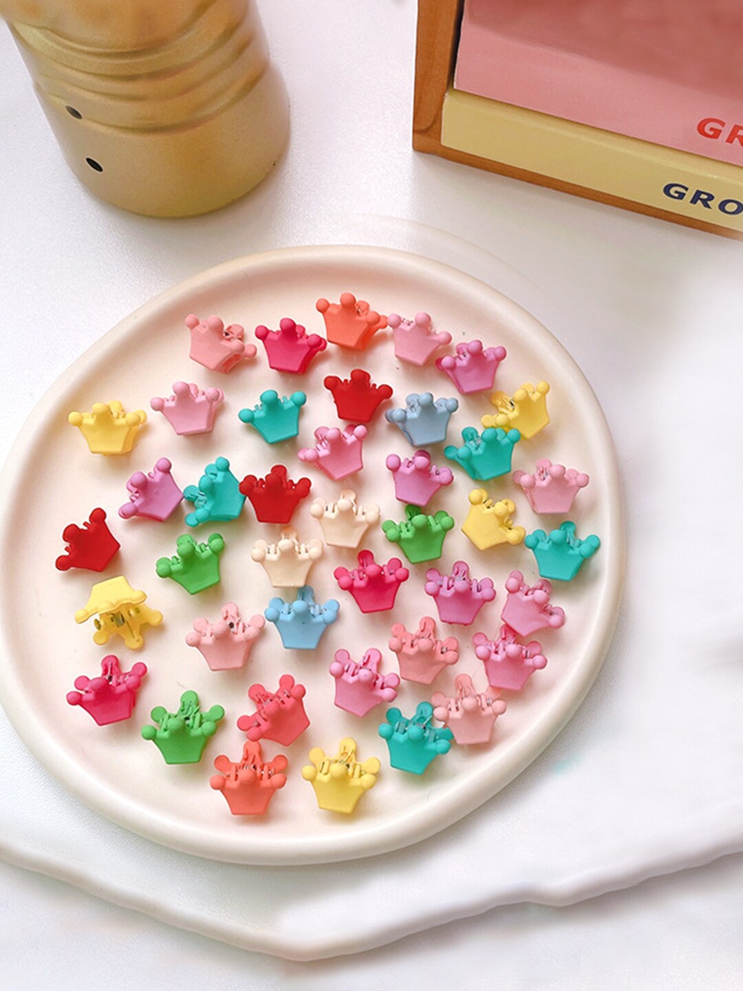 

Yellow Chimes Girls Set of 20 Multicoloured Small Hair Clips, Pink