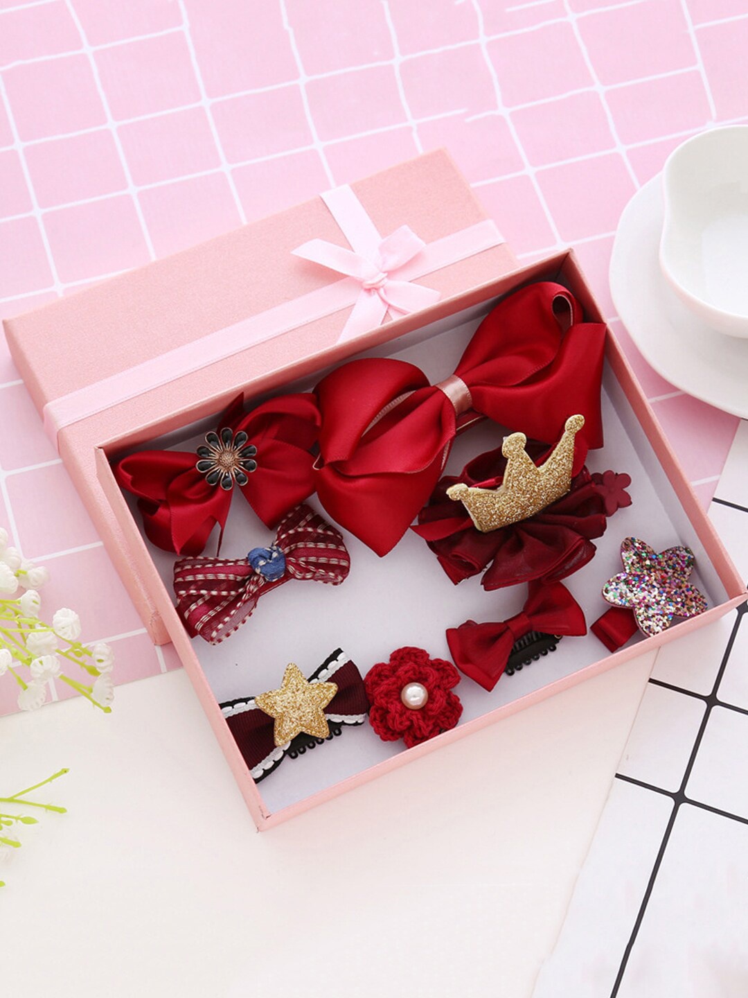 

Yellow Chimes Girls Red Toddler Hair Accessories Set