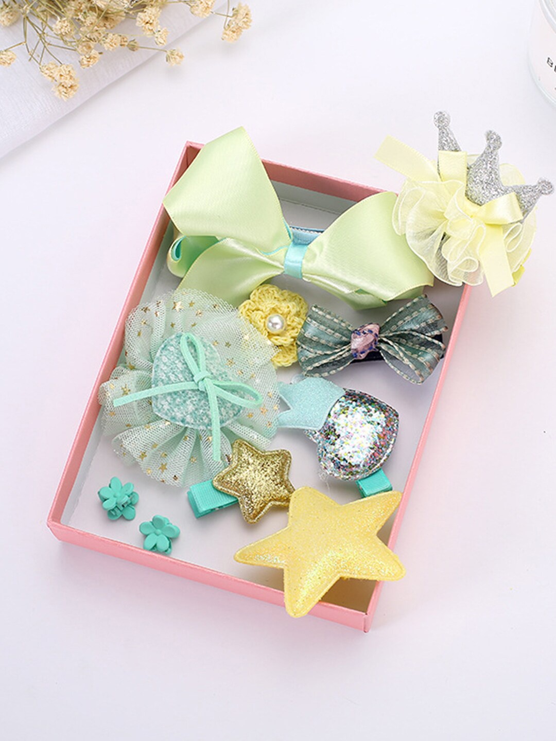 

Yellow Chimes Girls Yellow & Blue Embellished Hair Accessories Set