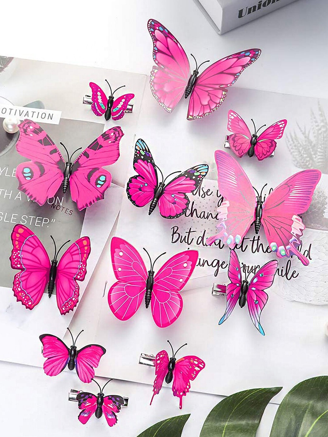 

Yellow Chimes Women Set of 12 Butterfly Hair Clips, Pink