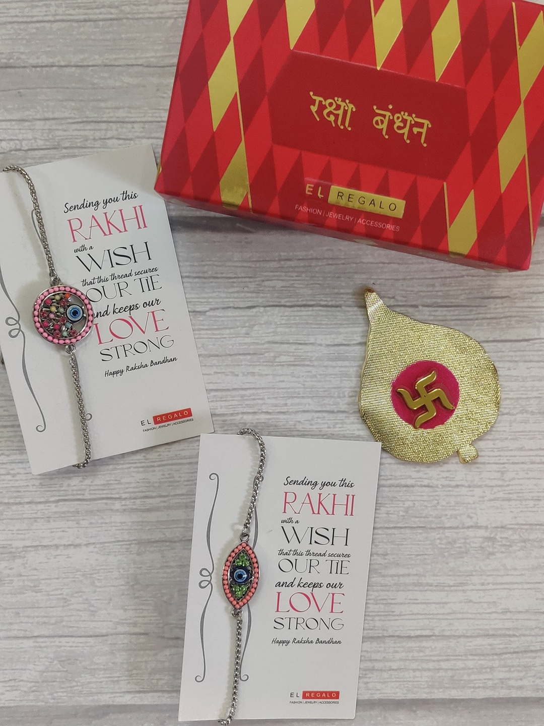 

EL REGALO Unisex Bhaiya Bhabhi- Pack of 2 Evil Eye Rakhis, Blue