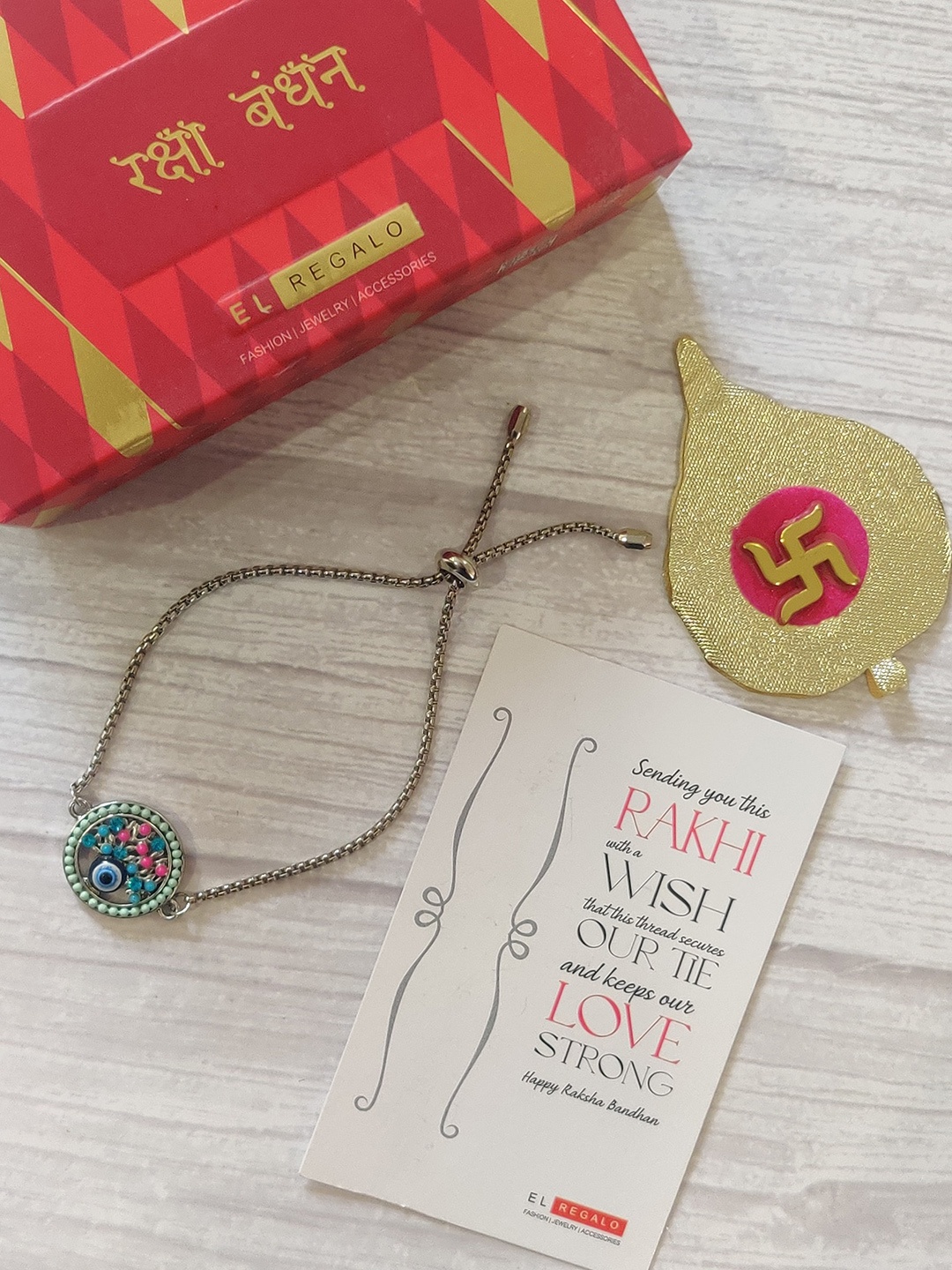 

EL REGALO Blue Rakhi & Greeting Card Set