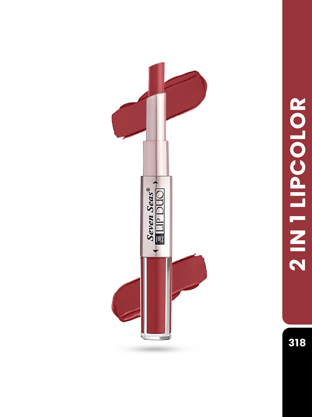 

Seven Seas Lip Duo Long Wear 2 In 1 Matte Lipstick with Liquid Lipstick 7g - Cardinal 318, Maroon