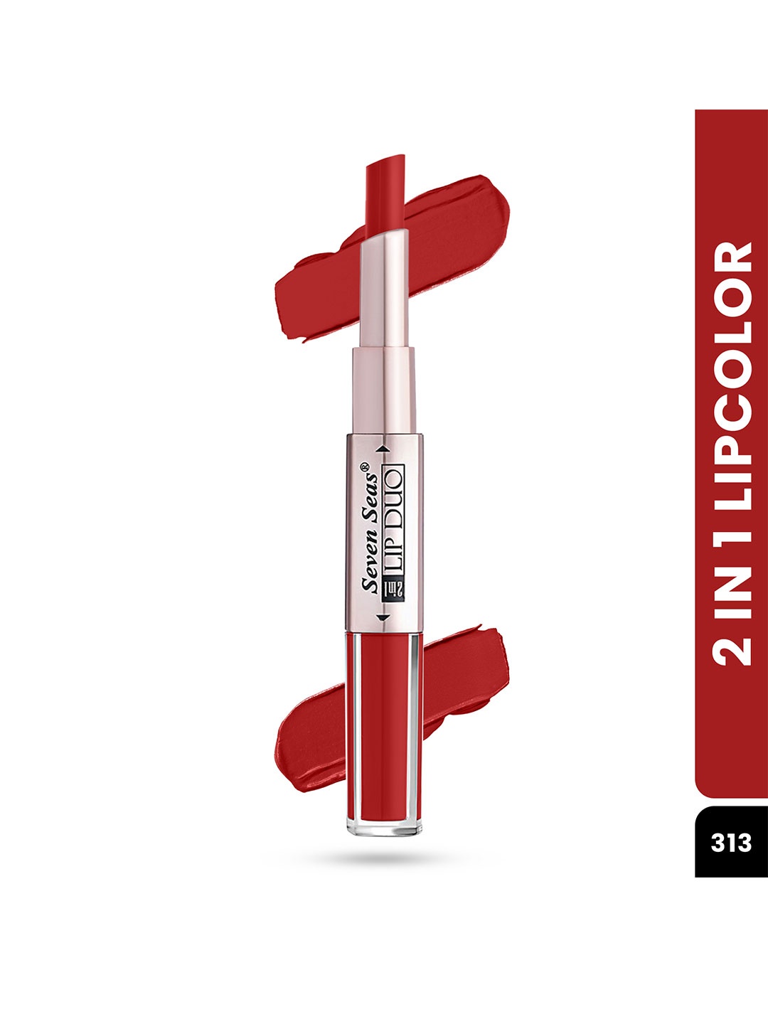 

Seven Seas Lip Duo Long Wear 2 In 1 Matte Lipstick with Liquid Lipstick 7g - Scarlet 313, Orange