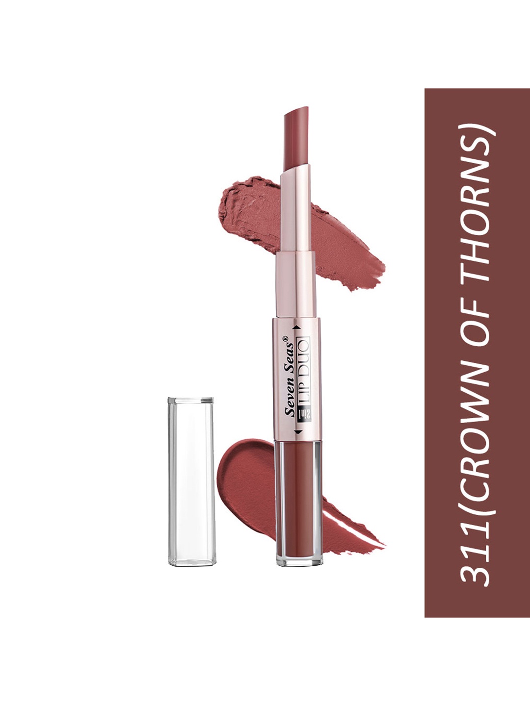 

Seven Seas Lip Duo 2 In 1 Matte Lipstick with Liquid Lipstick 7g - Crown Of Thorns 311, Brown