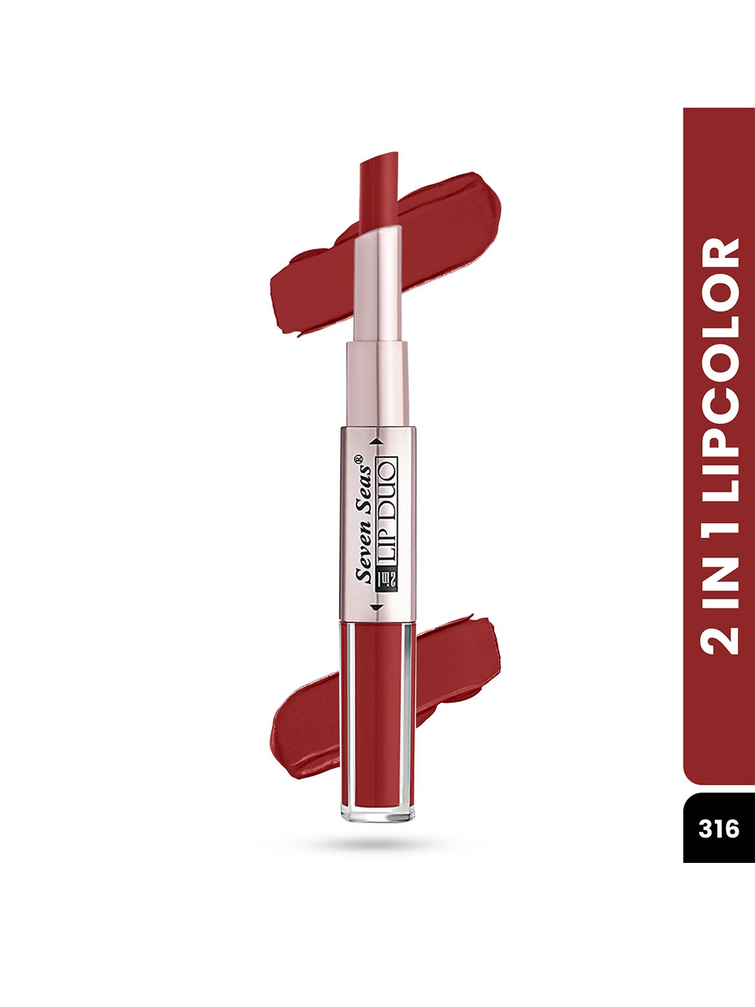 

Seven Seas Lip Duo Long Wear 2 In 1 Matte Lipstick with Liquid Lipstick 7g- Totem Pole 316, Red