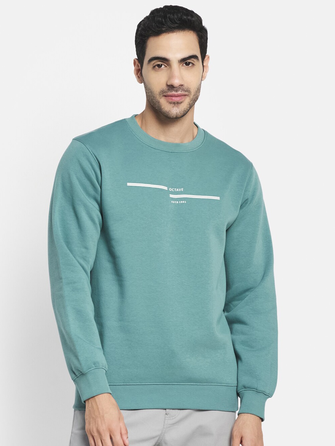 

Octave Men Olive Green Printed Sweatshirt