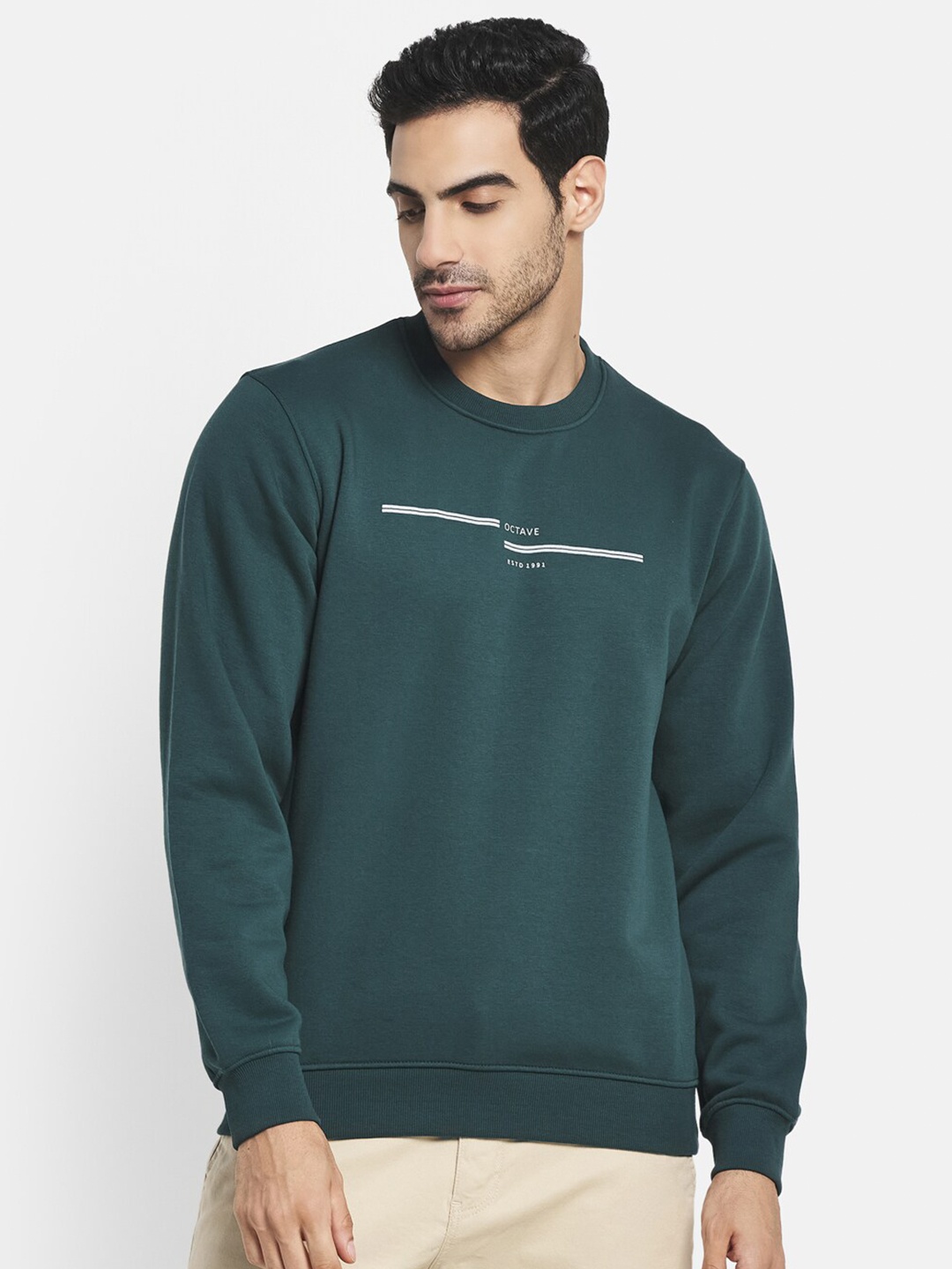 

Octave Men Green Printed Sweatshirt