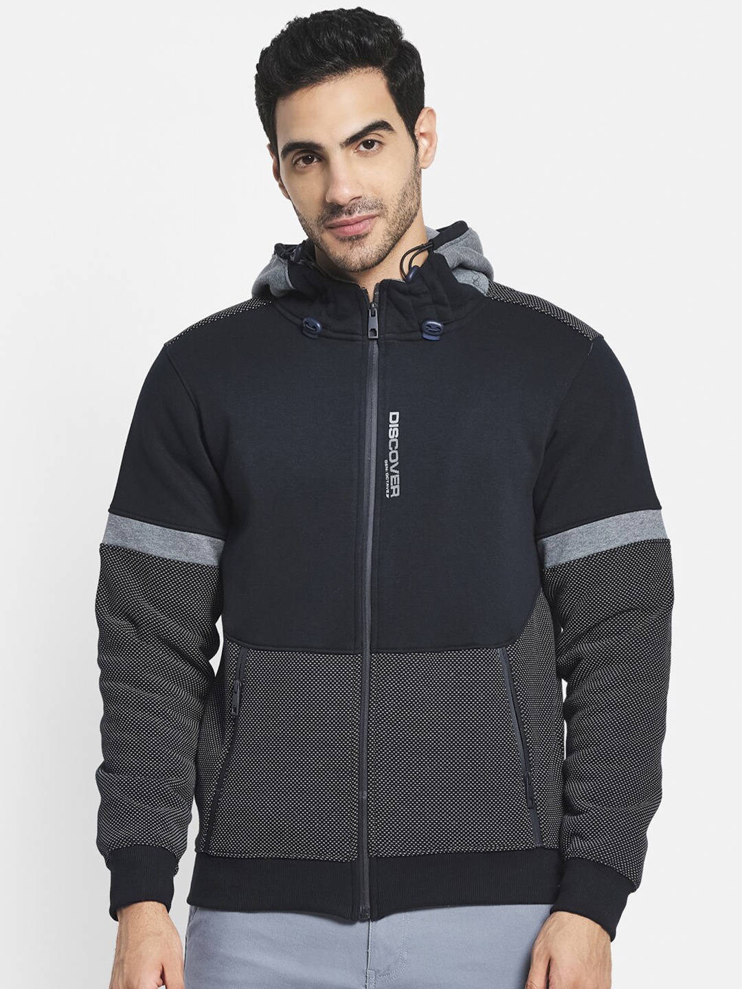 

Octave Men Navy Blue Hooded Sweatshirt