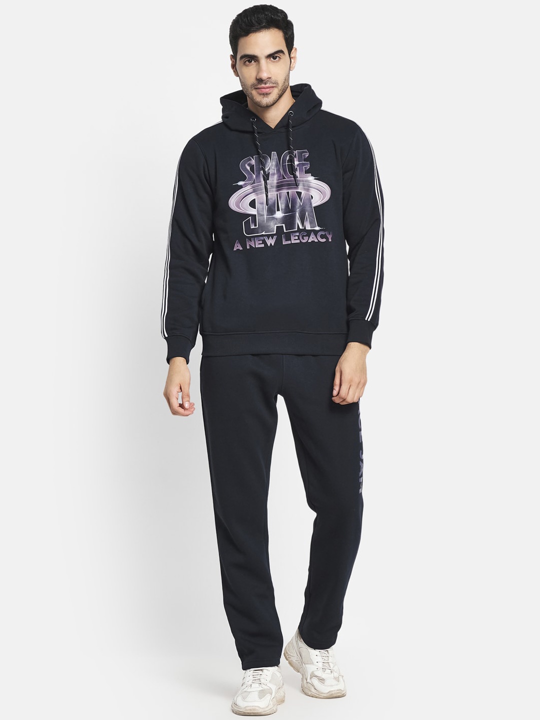 

Octave Men Navy Blue Printed Cotton Tracksuit