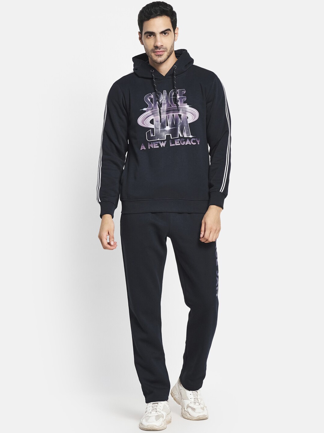 

Octave Men Navy Blue Printed Cotton Tracksuit