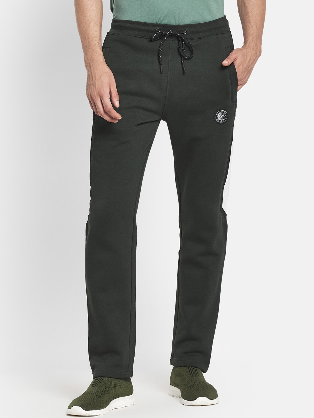 

Octave Men Olive Black Solid Cotton Track Pants