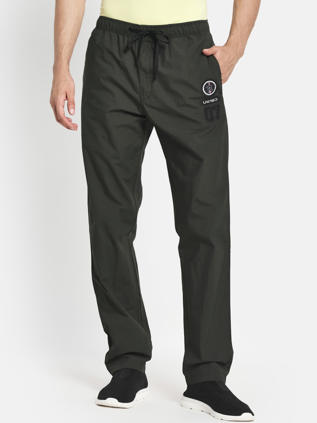 

Octave Men Olive Green Solid Cotton Track Pants