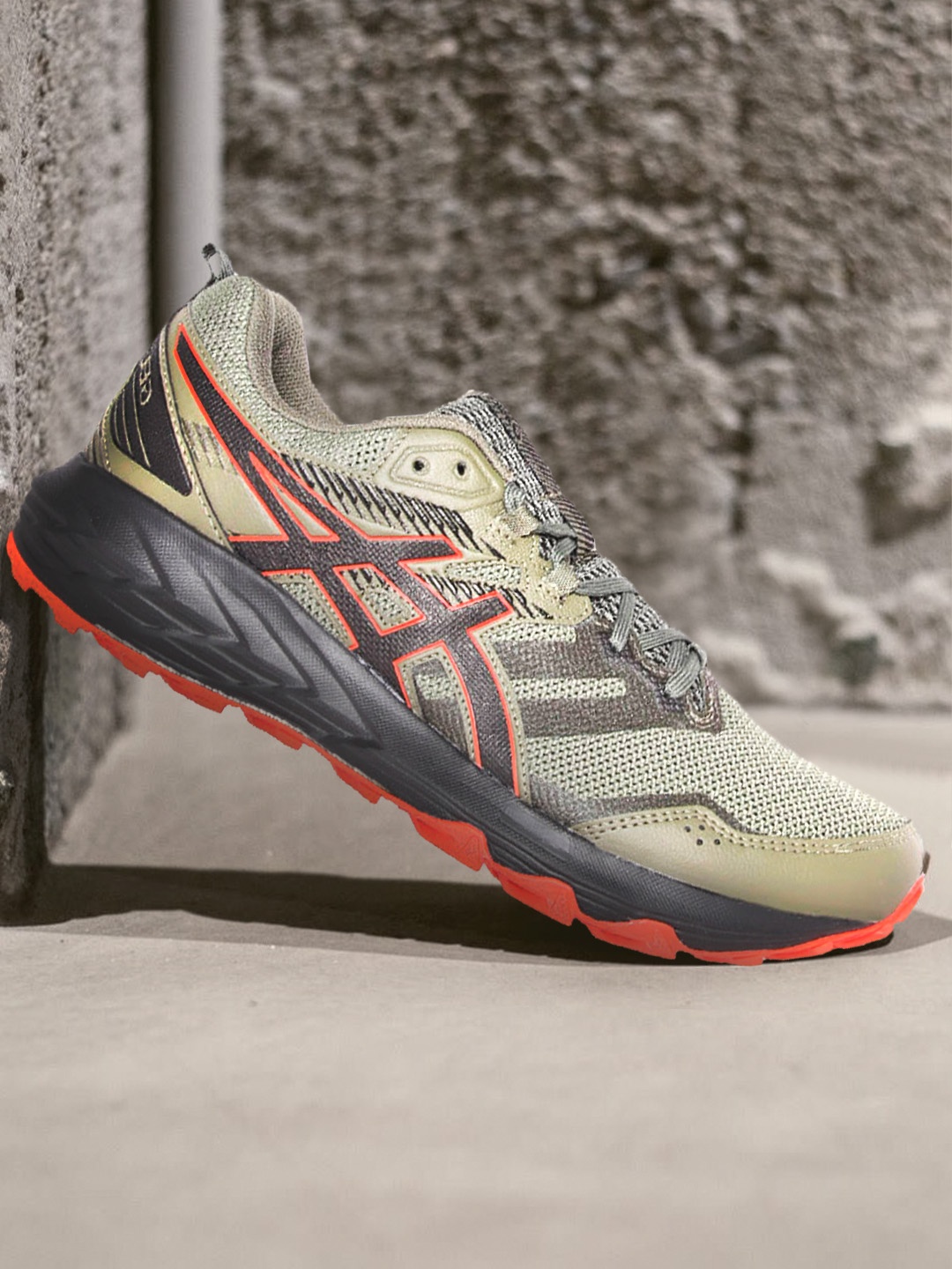 

ASICS Men Green & Black Woven Design Gel-Sonoma 6 Running Shoes