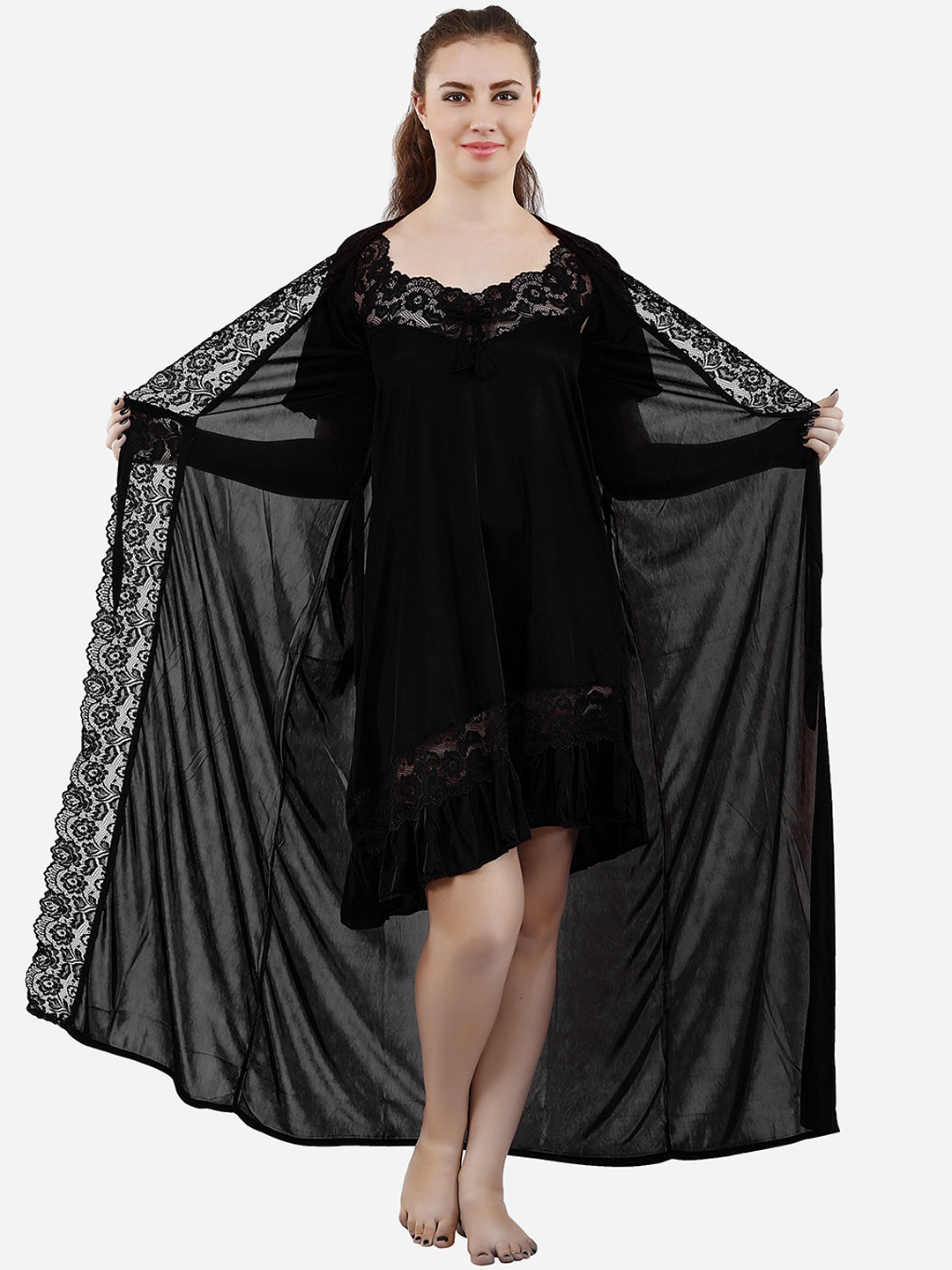 

Romaisa Black Maxi Nightdress