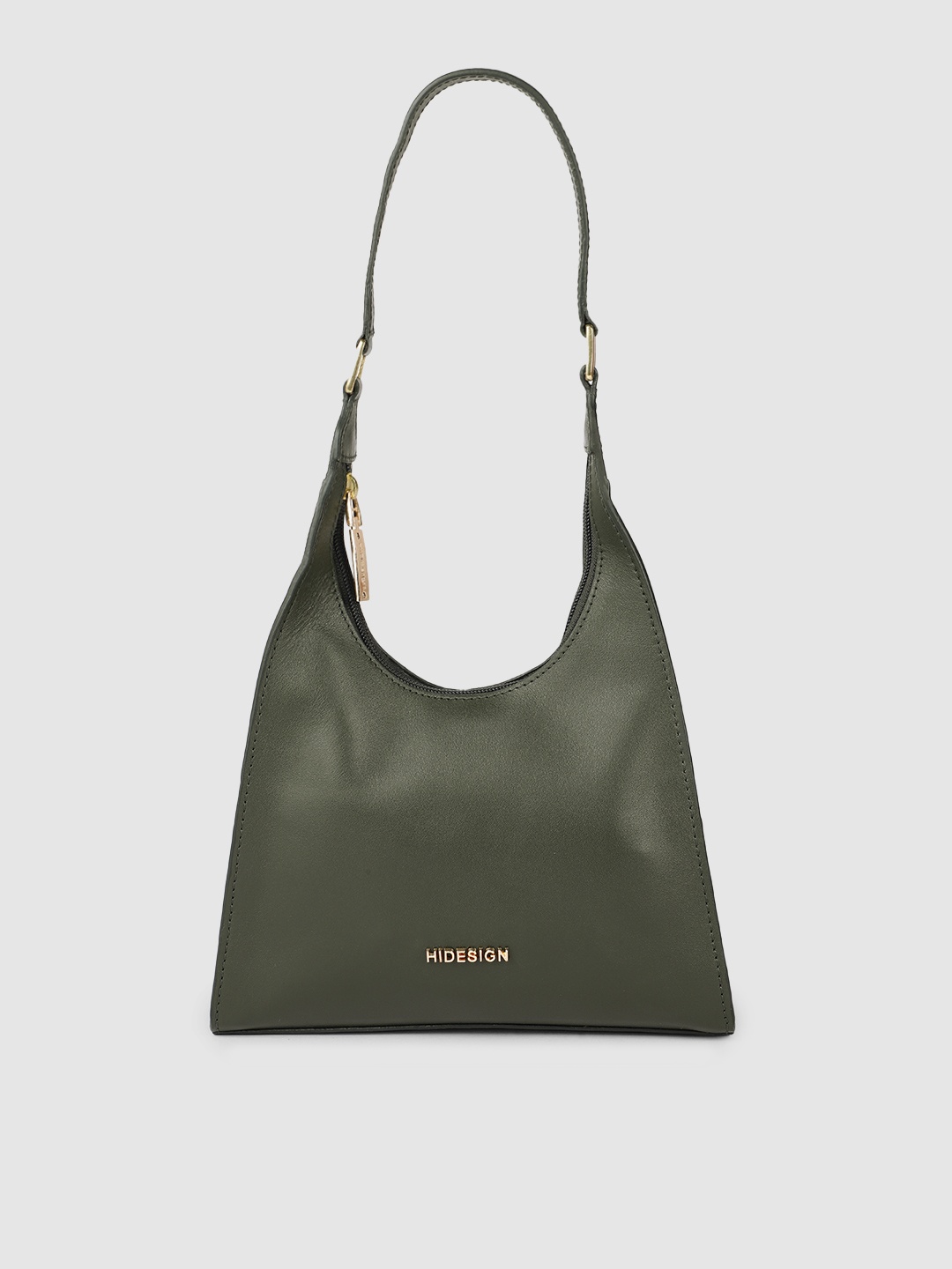 

Hidesign Olive Green Leather Structured Hobo Bag