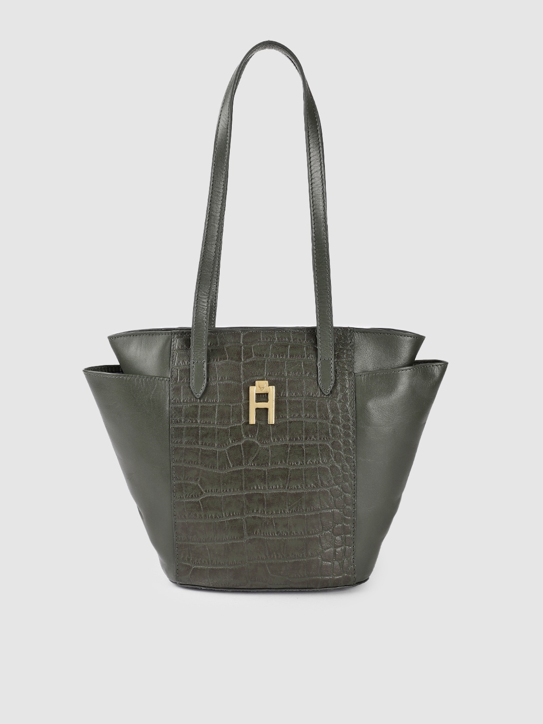 

Hidesign Women Green Animal Textured Leather Structured Shoulder Bag