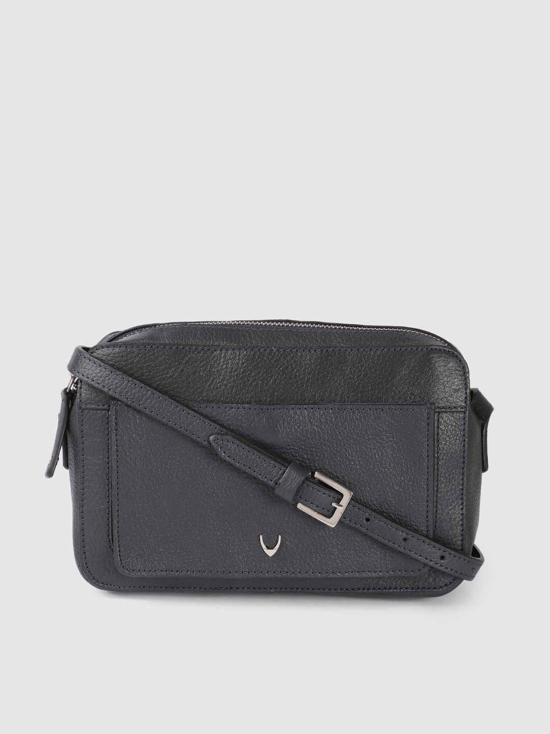 

Hidesign Navy Blue Leather Structured Sling Bag