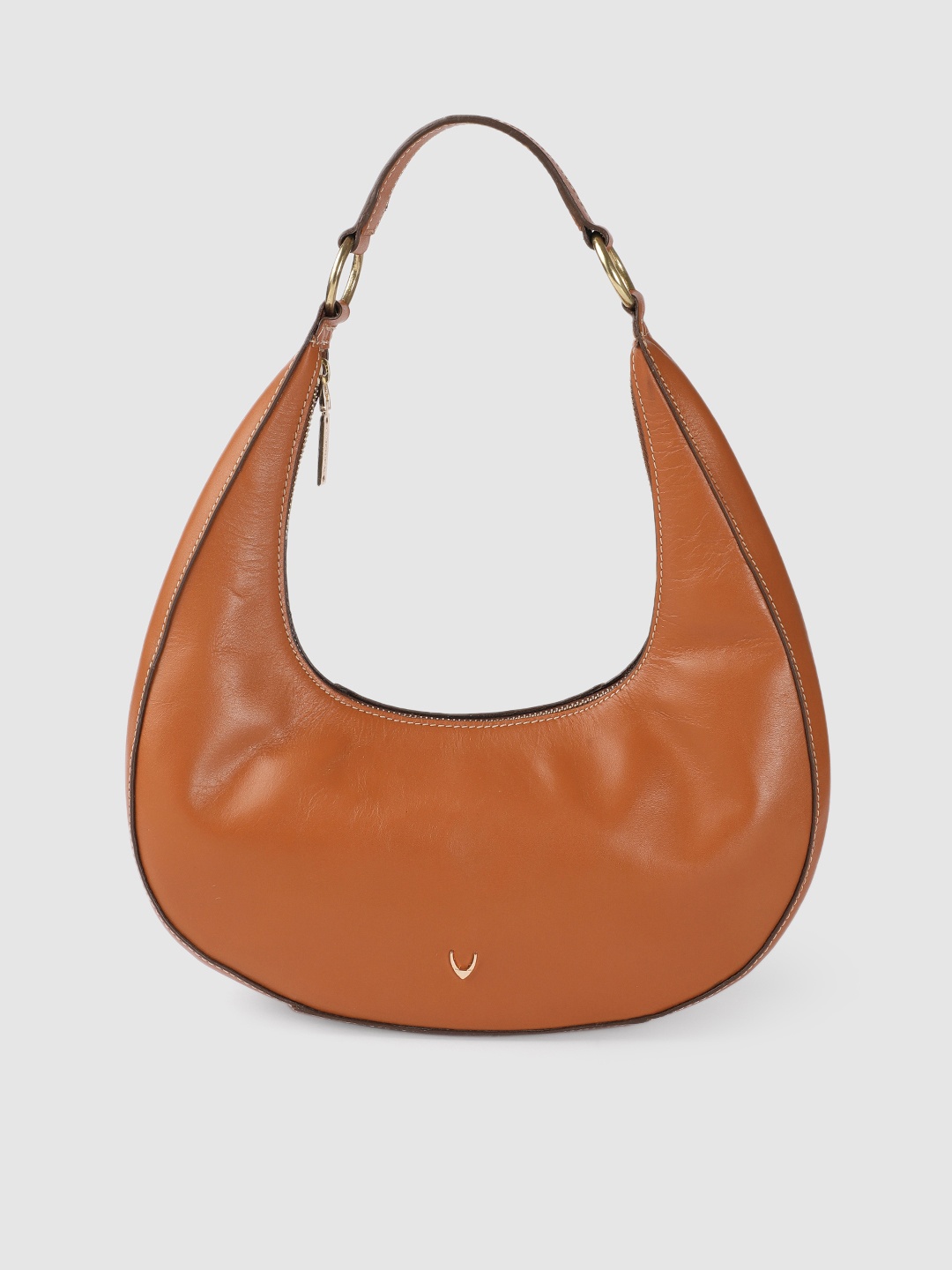 

Hidesign Rust Orange Leather Half Moon Shoulder Bag