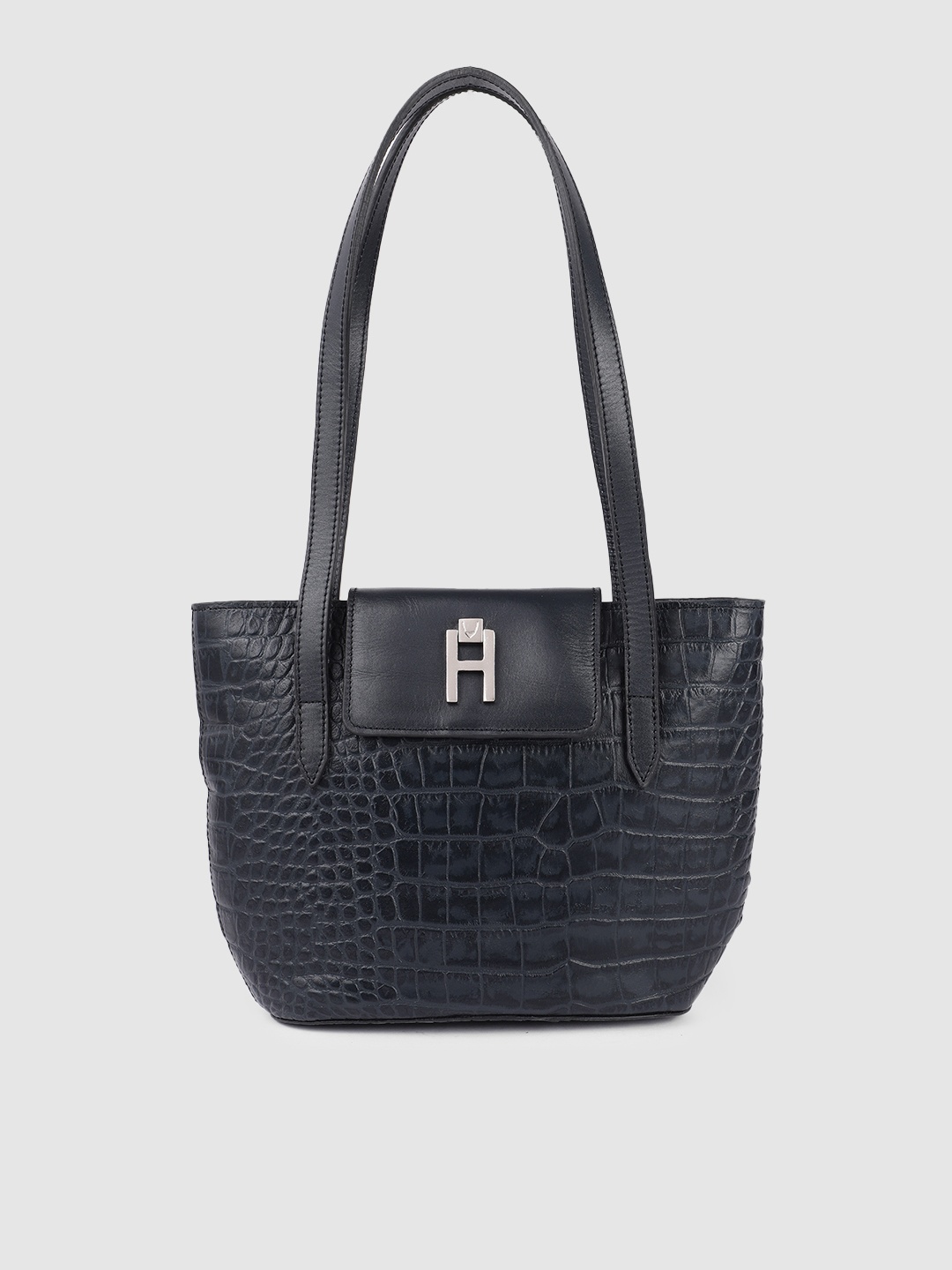 

Hidesign Navy Blue Textured Leather Shoulder Bag