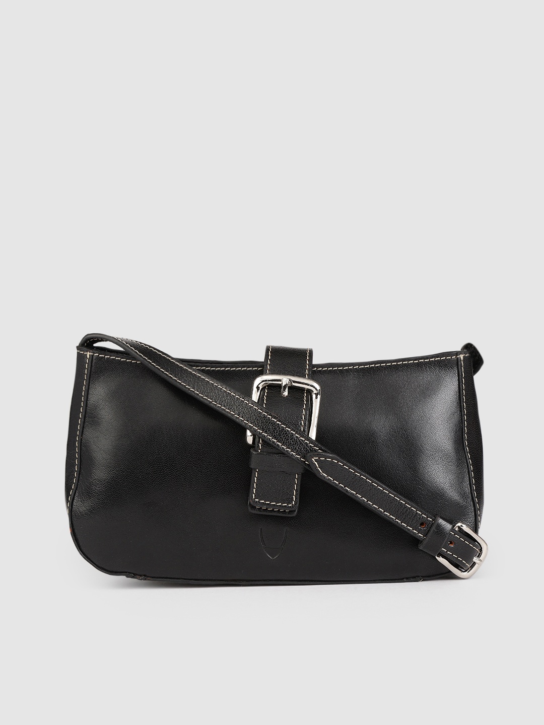 

Hidesign Black Leather Structured Sling Bag