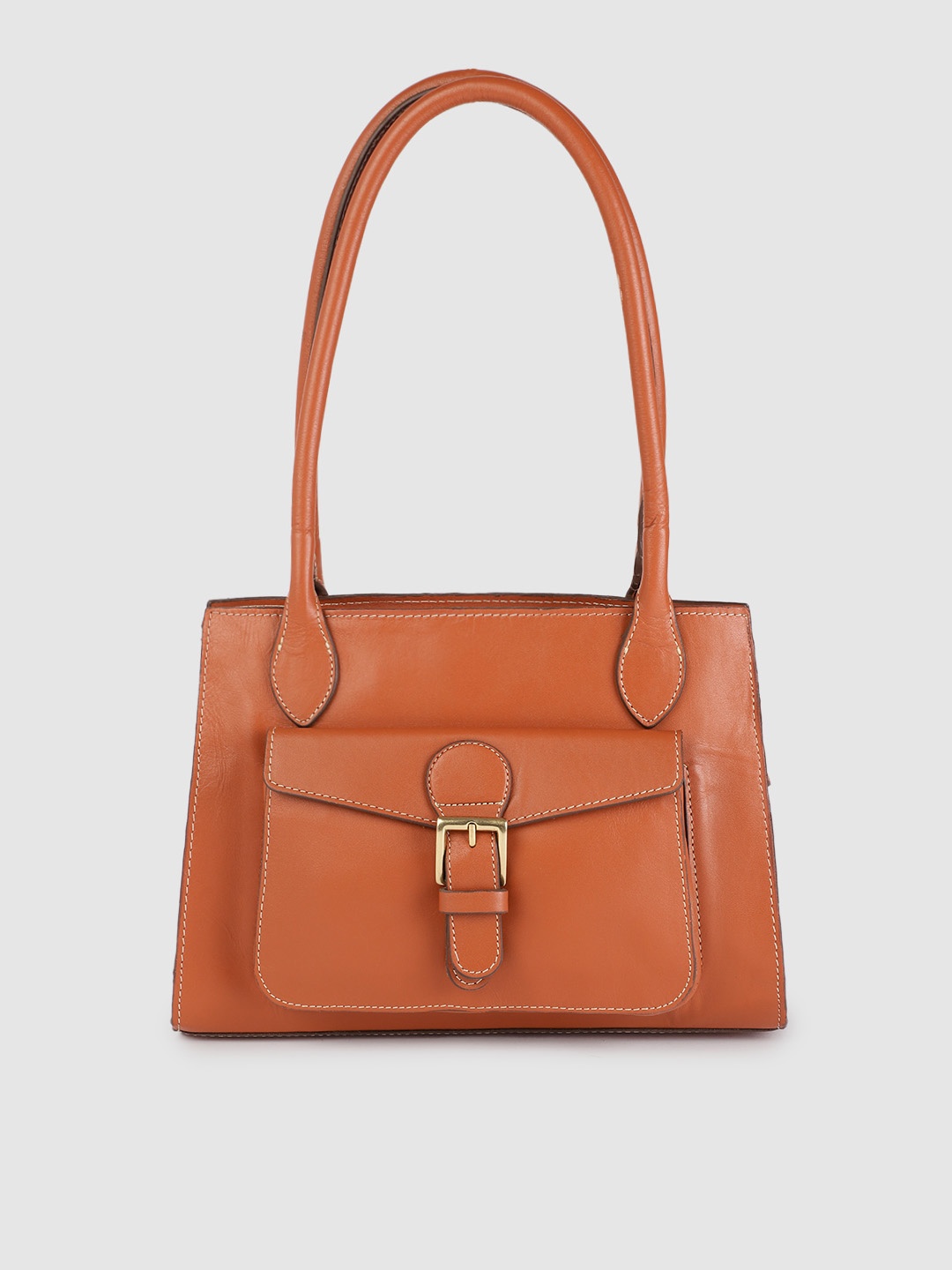 

Hidesign Tan Brown Solid Leather Shoulder Bag
