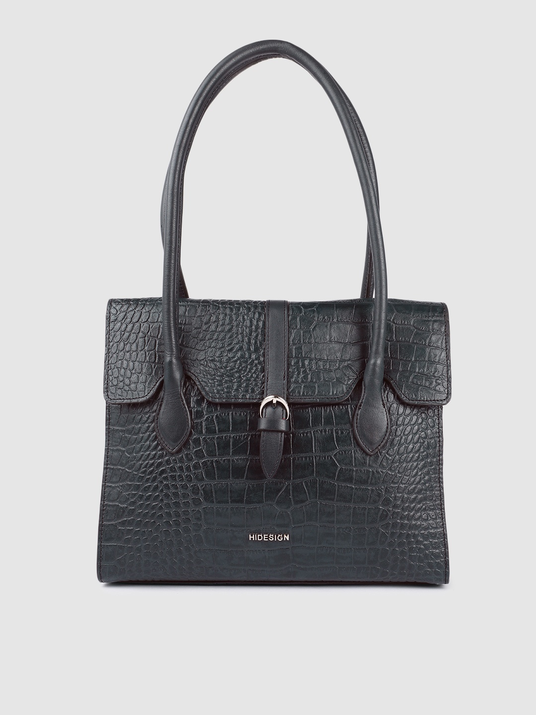 

Hidesign Women Navy Blue Textured Leather Shoulder Bag