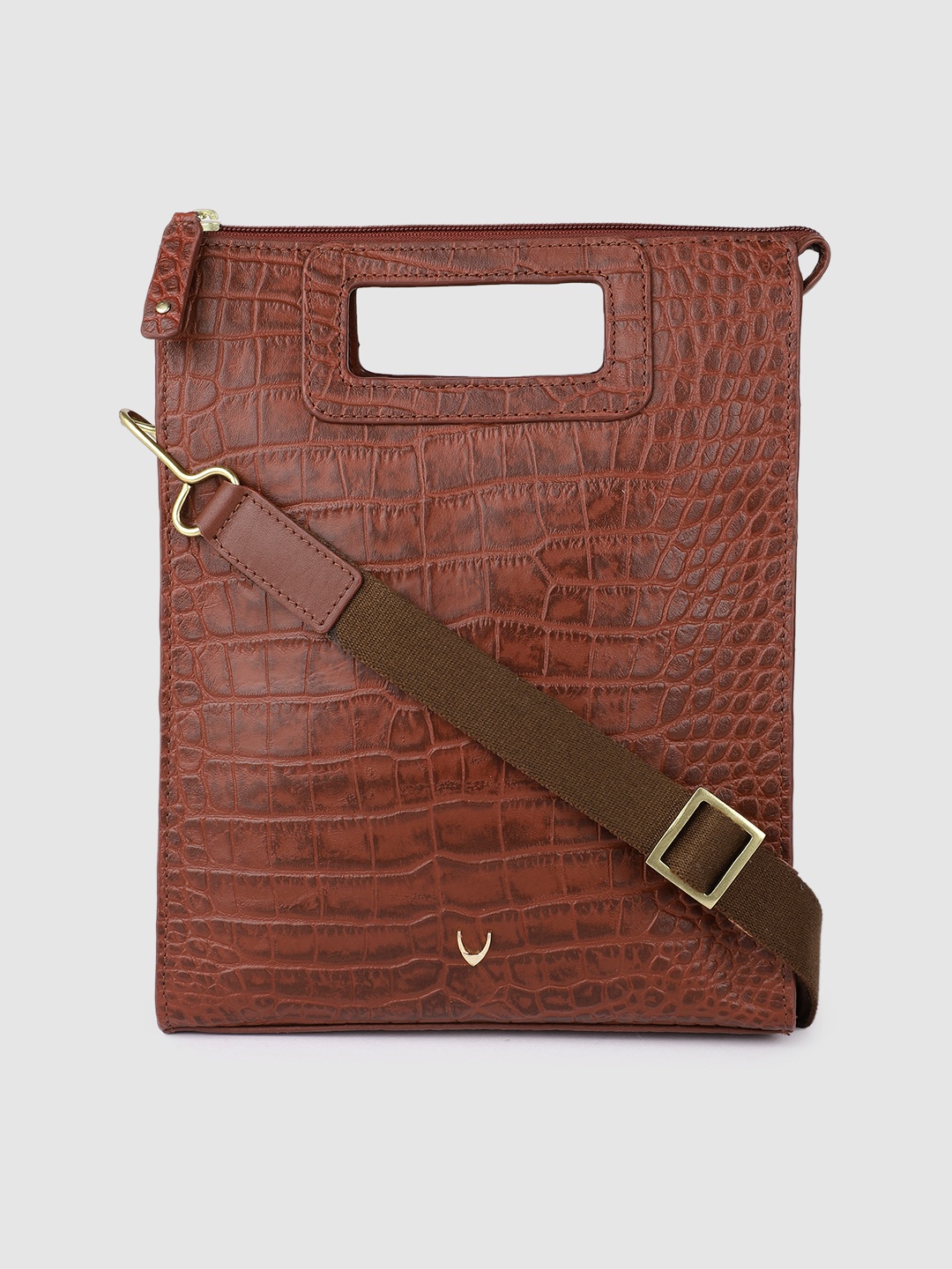 

Hidesign Maroon Textured Leather Sling Bag