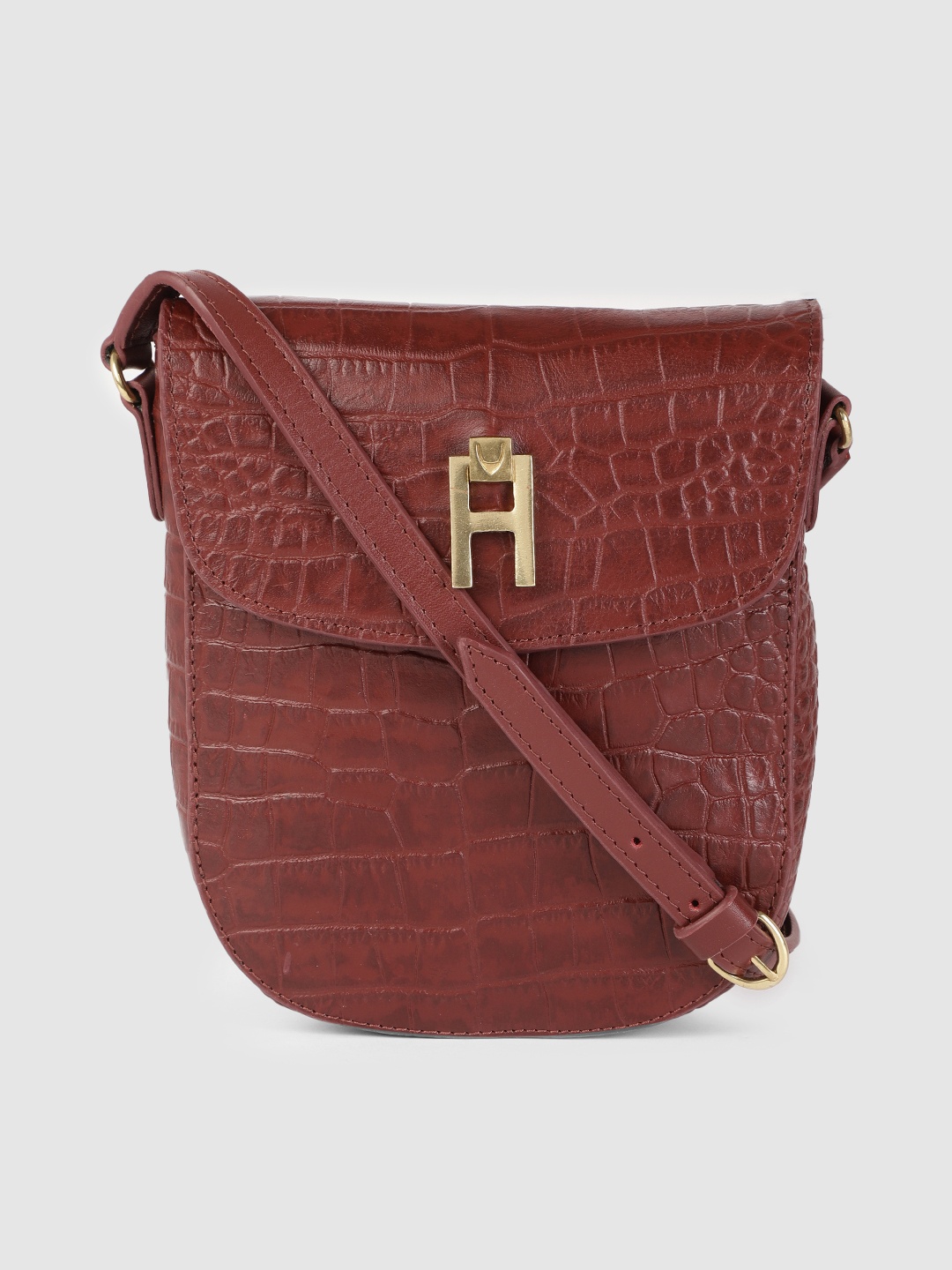 

Hidesign Burgundy Textured Leather Sling Bag