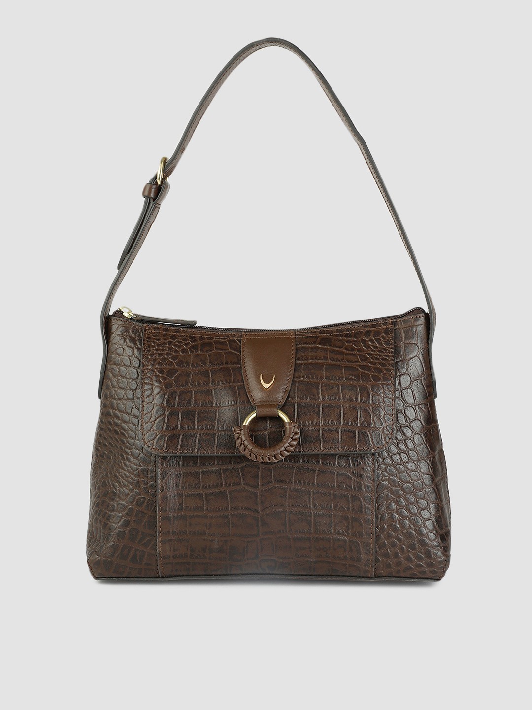 

Hidesign Brown Textured Leather Shoulder Bag