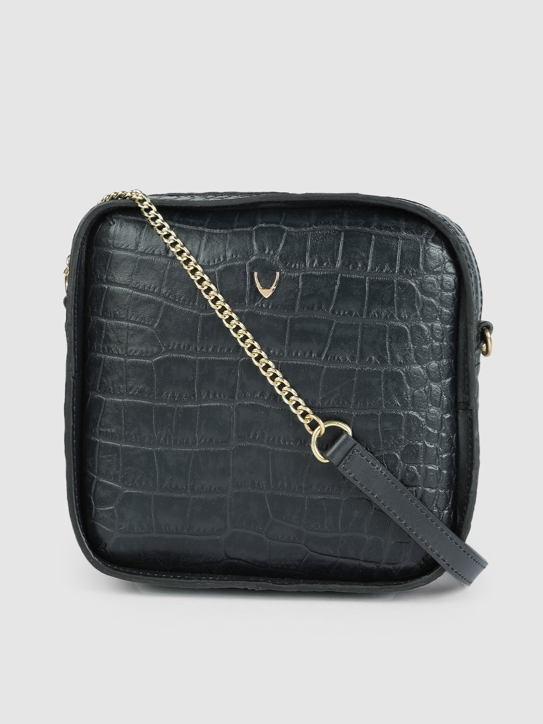 

Hidesign Blue Animal Textured Leather Structured Sling Bag