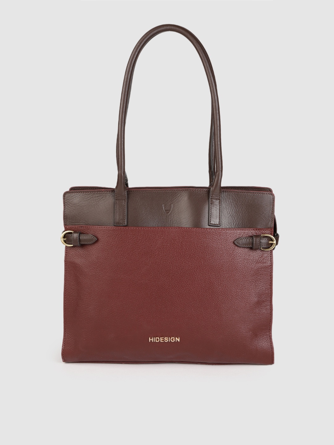

Hidesign Burgundy Leather Oversized Structured Shoulder Bag