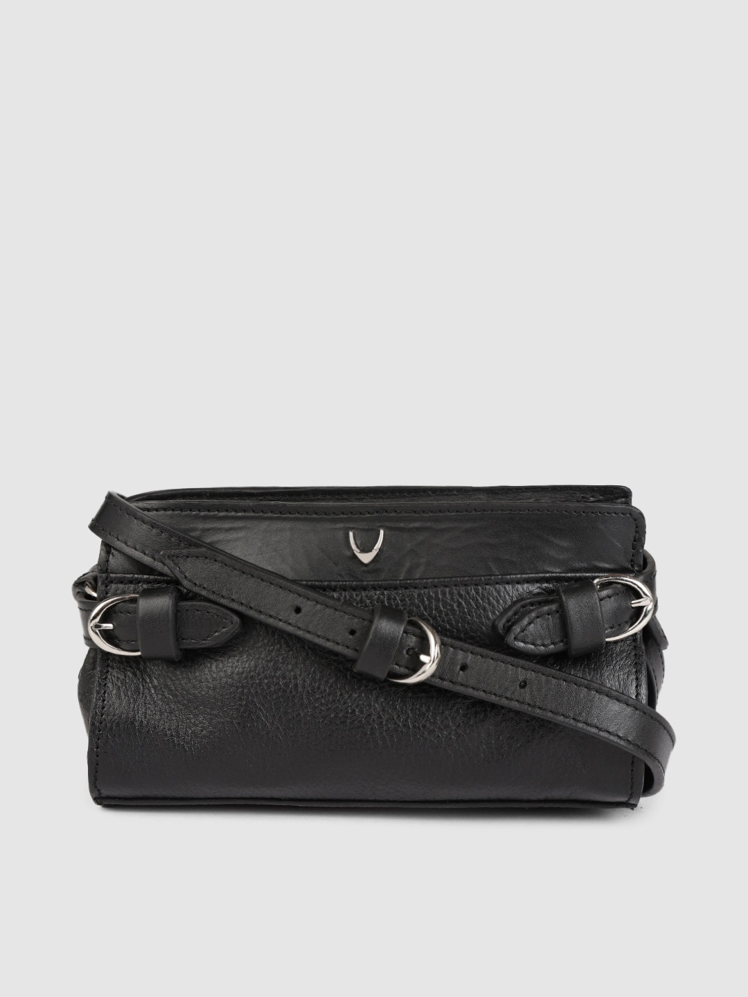 

Hidesign Black Leather Structured Sling Bag