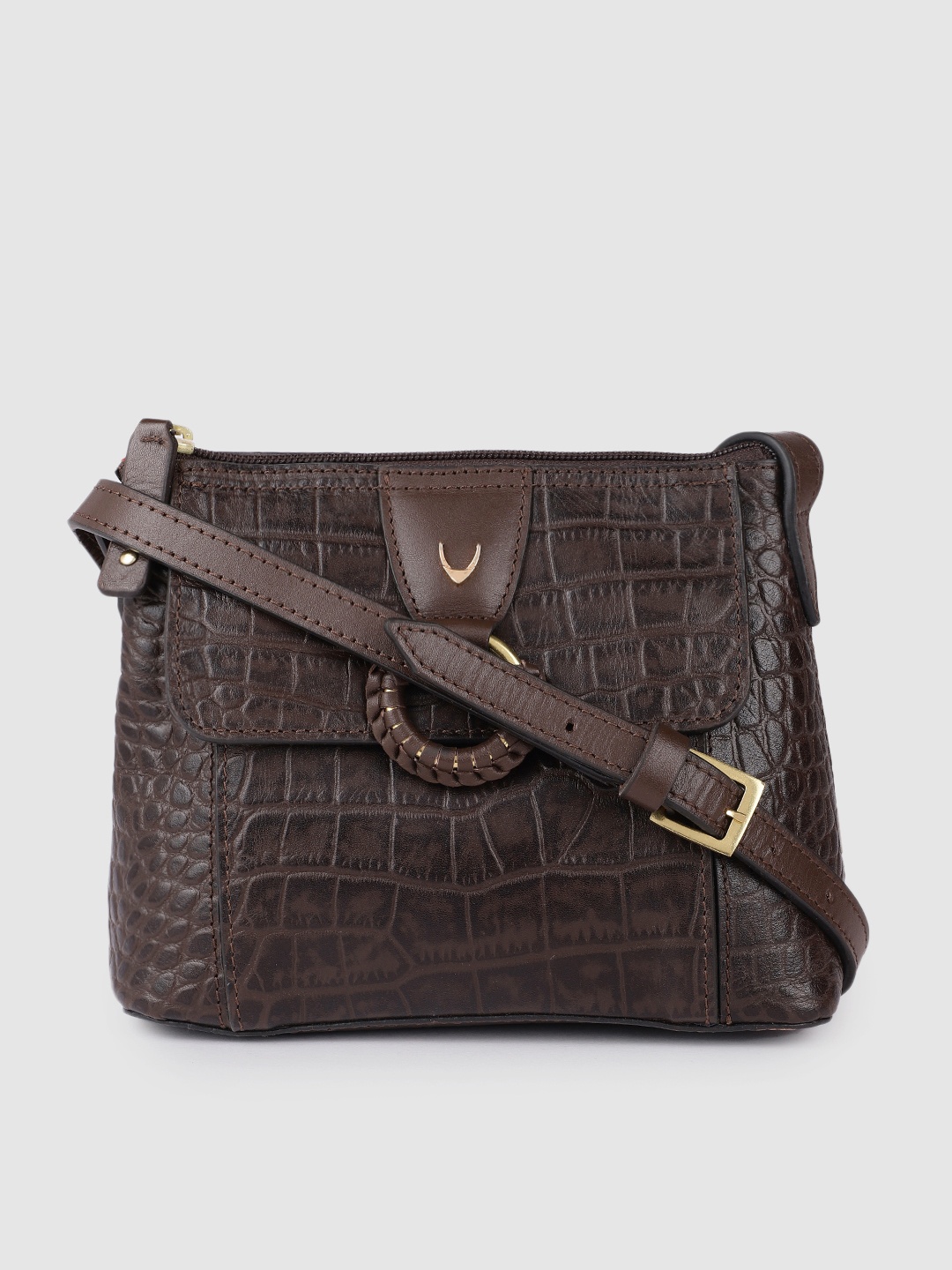 

Hidesign Brown Textured Leather Sling Bag