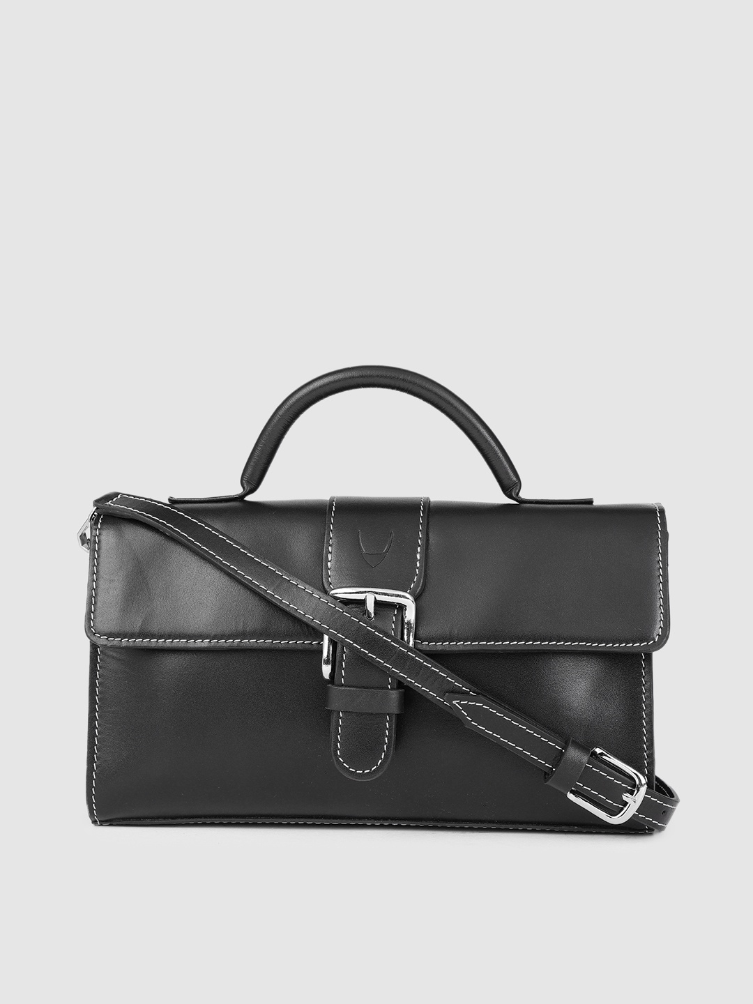 

Hidesign Women Black Leather Structured Satchel